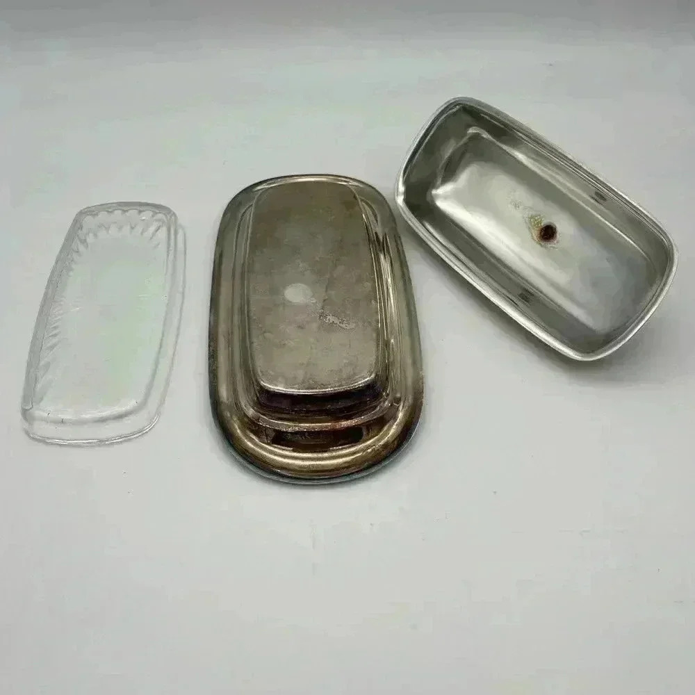 Vintage Silveplate, Butter Dish Elegant Patterned Pineapple Top, Glass insert - Picture 8 of 12